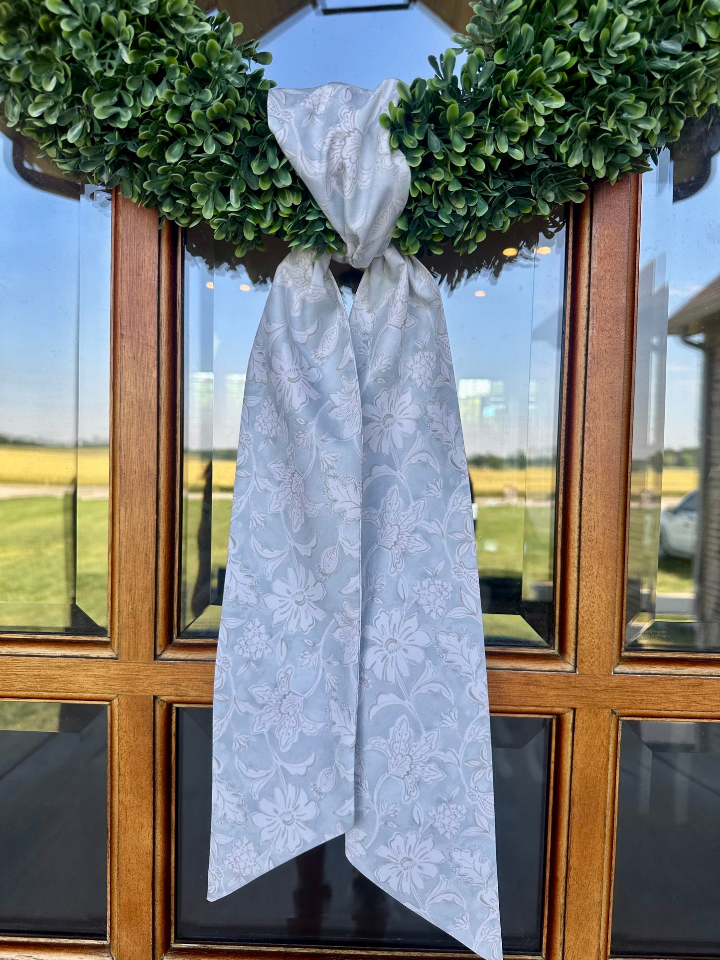 Blue Floral Wreath Sash