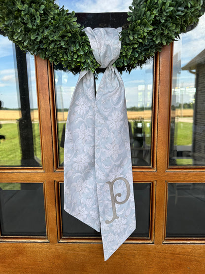 Blue Floral Wreath Sash