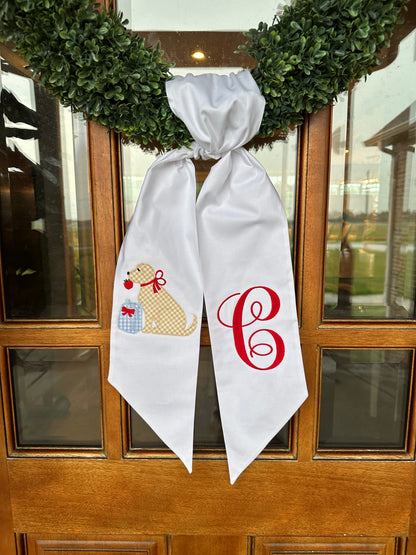 School Pup Wreath Sash